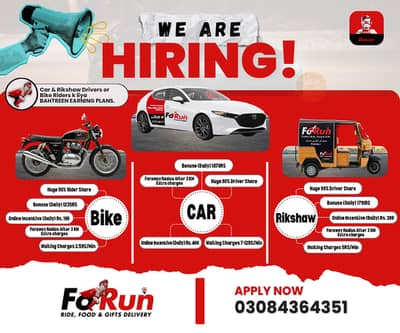FORUN Drivers and Riders Job Available in Lahore