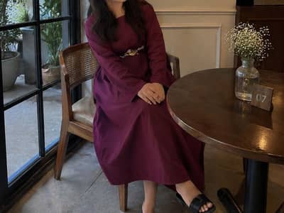 Burgundy long frock medium size