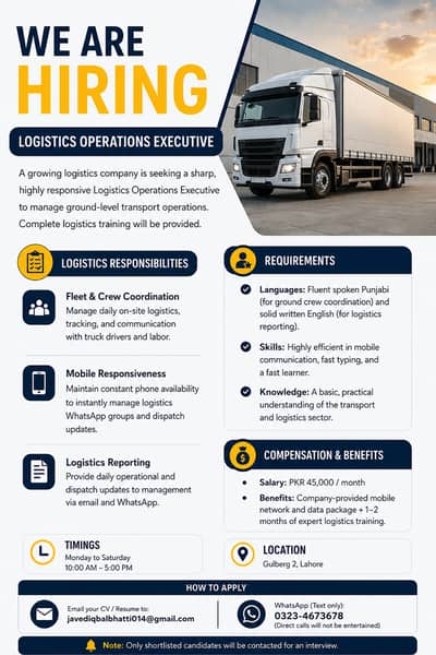 Hiring Logistics Operations Executive