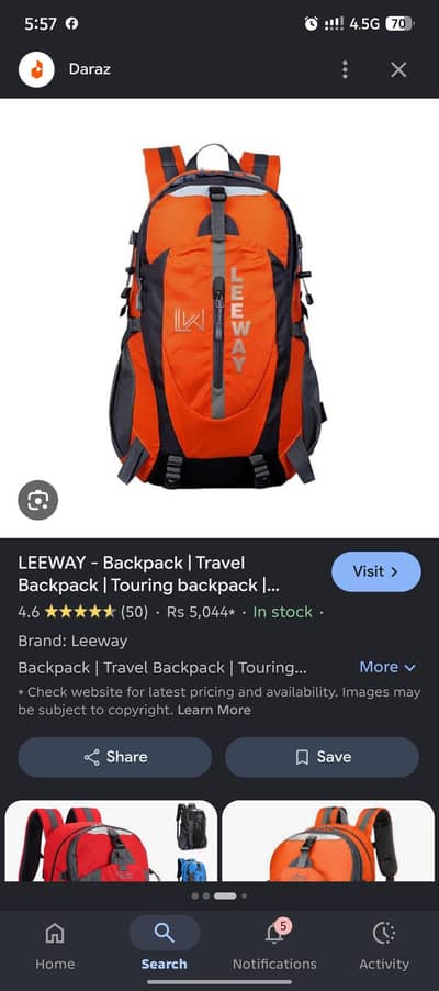 hiking bags red colur