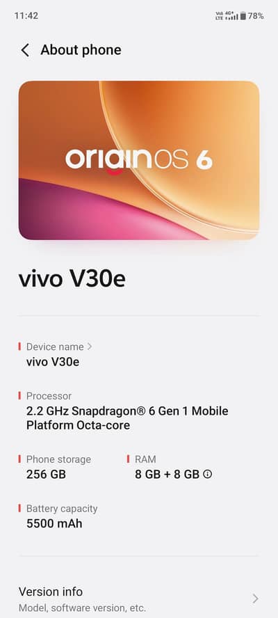 Vivo V30e 5G 8+8/256