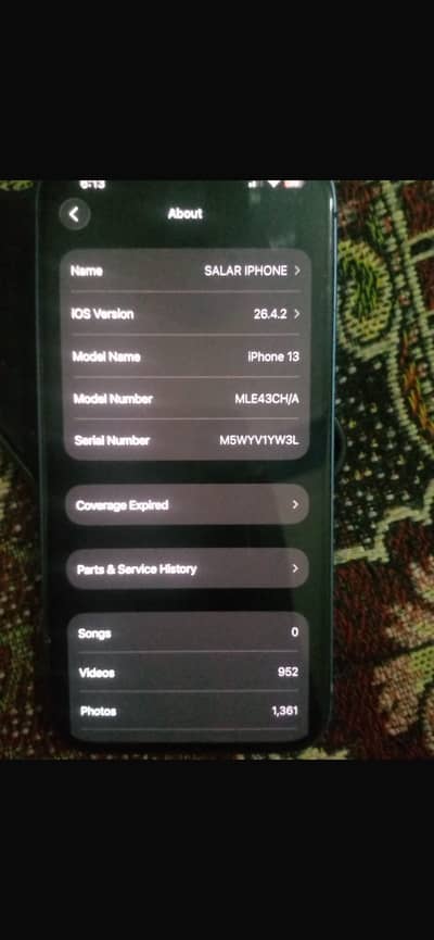 IPHON 13 pta aproved battrre 71%