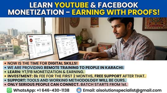 Earn from YouTube & FB – 2 Months Training with Premium Tools