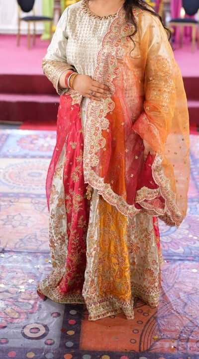 lehnga choli full of colours with organza multi duppatta