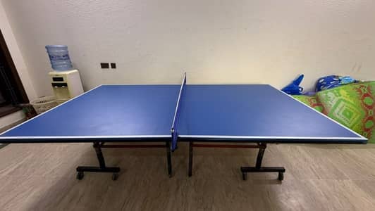 Foldable Table Tennis Table with Wheels (Excellent Condition + Net)