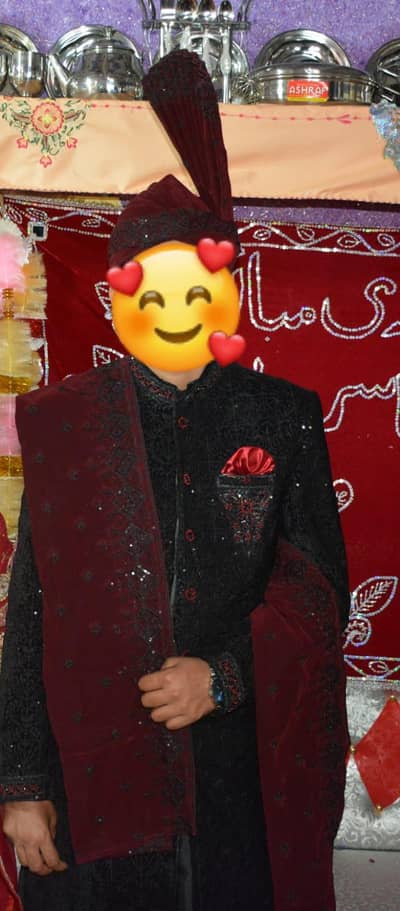 Complete 4-Piece Groom Sherwani Set (With Shawl, Kulla & Khusa)