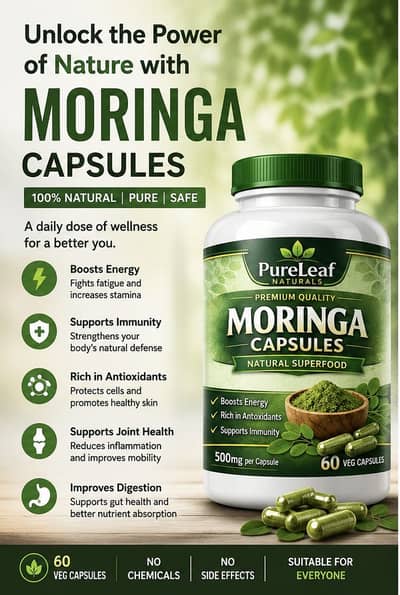 100% natural Homemade moringa capsules,