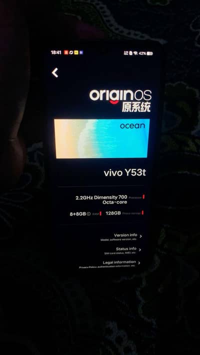 vivo y53t ha bhair sy aya hua ha mobile 128gb ha 8ram ha non pta  ha