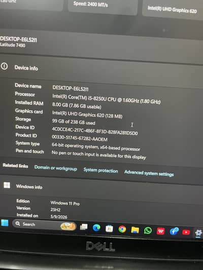 Dell latitude 7490 core i5 8th gen
