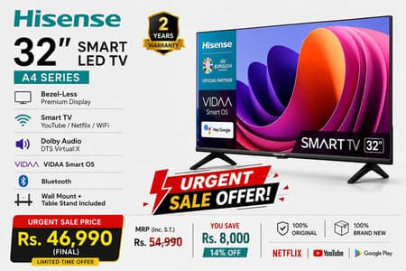 Hicence 32" Smart LED TV Bezel-Less | Open Box Like New