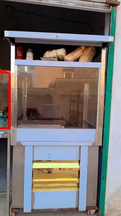 Burger, Shawarma and Fries Counter 3 in 1 with Steel and Glass Table