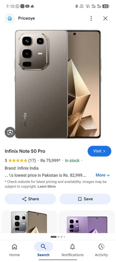 03098970847  infinix Note 50 dabba charges are condition 10 by 10