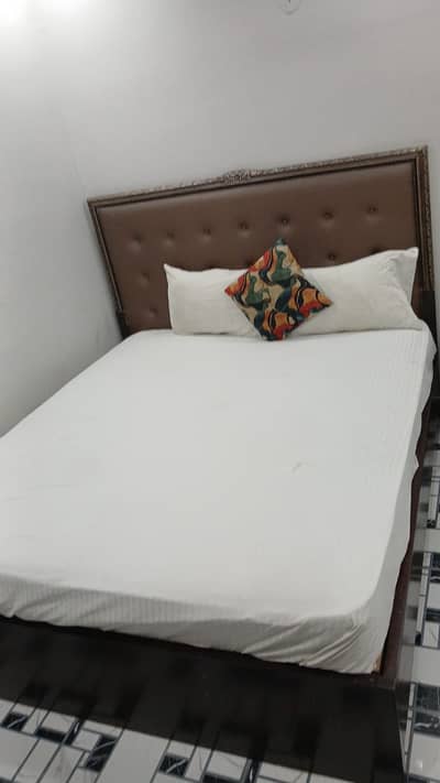 Wooden Bed with 2 Side Tables
