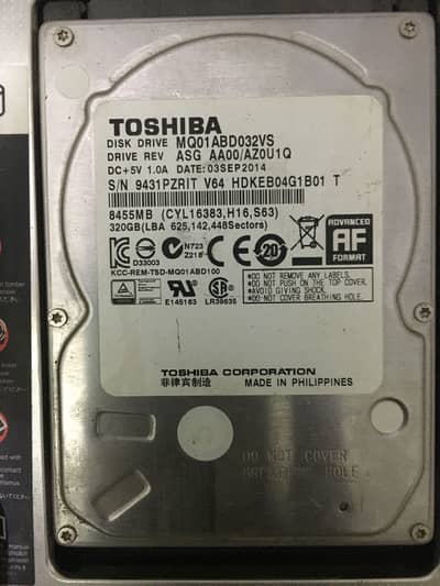 320 gb toshiba hardisk all okay