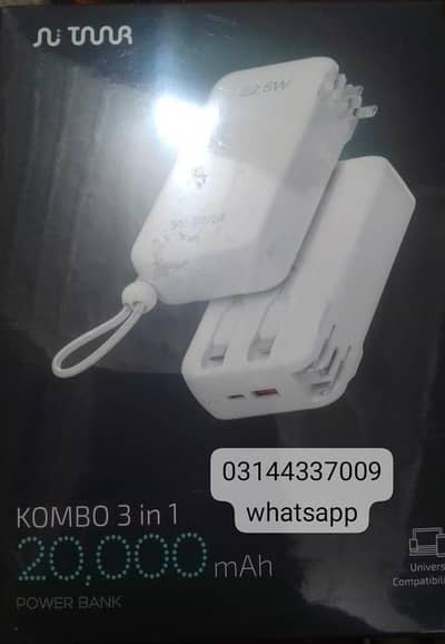CHARGER 20000mAh KOMBO 3in 1 POWER BANK . . .