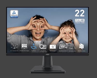 MSI PRO MP225, 21.5″ (1920×1080) FHD 100Hz, IPS Business Monitor