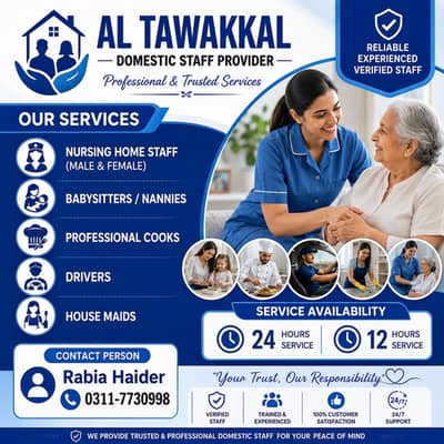 Provide House maid/ babysitter/patient attendant/Nanny/drivers
