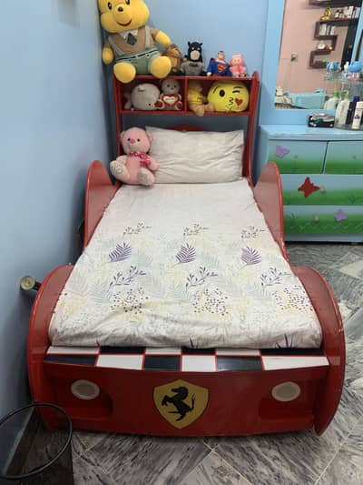 Single bed for boy car shape+ bunker bed for girls + 6 seater dining