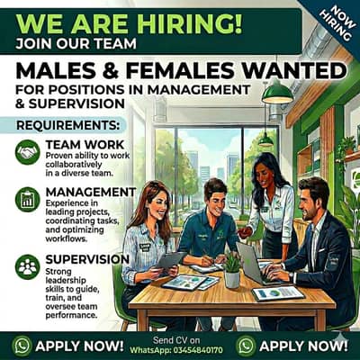 Hiring Males and Females for job