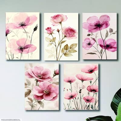 5 PCs abstract floral wall frame set from modern house