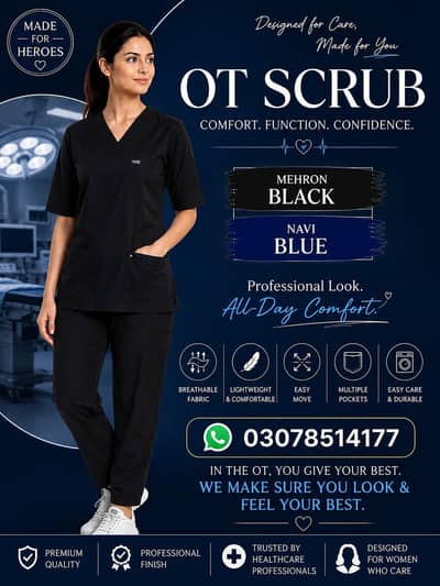 Female OT Scrub Suit – Mehron Black & Navy Blue