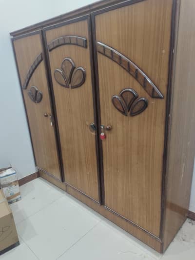 Strong 3 Door Wooden Wardrobe / Almari for Sale