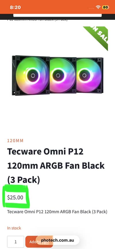 Premium RGB Fans Tecware omni p12 For gaming pc