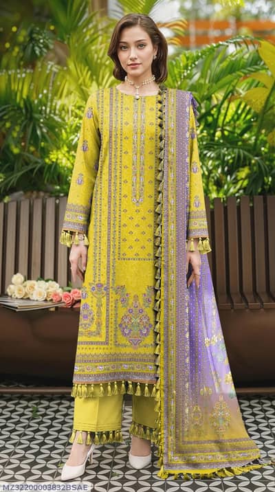 Golden painted lawn -3 piece suit set -Jazmine Brand