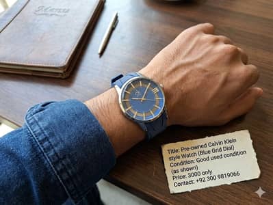 Pre-owned Calvin Klein style watch ( Blue Grid Dial)