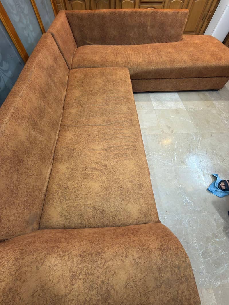 Orange L Shape Sofa 1