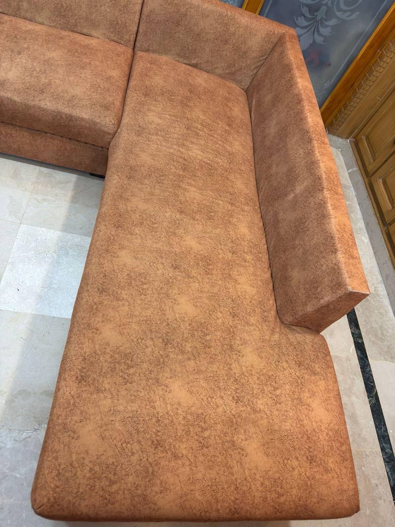 Orange L Shape Sofa 2