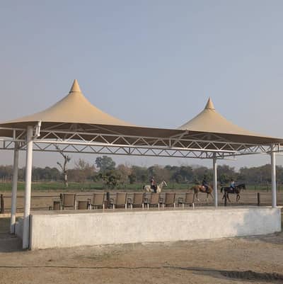 Tensile gazebo canopy, Car roof structure, Pole parking pvc shade