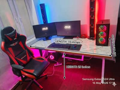 k shpe extra large heavy computer table for 2 Gamming LED
