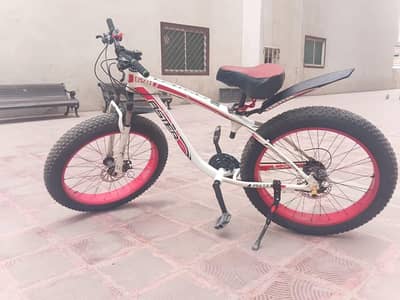 Aster Aluminium 24Speed fat bike , White Red . bike cycle