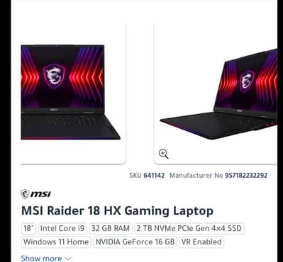 MSI Raider 18 HX Gaming laptop