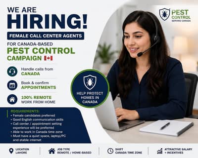 Female call centre agent - Canada base company Remote job in Lahore
