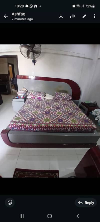 bed and side table available for urgent sale
