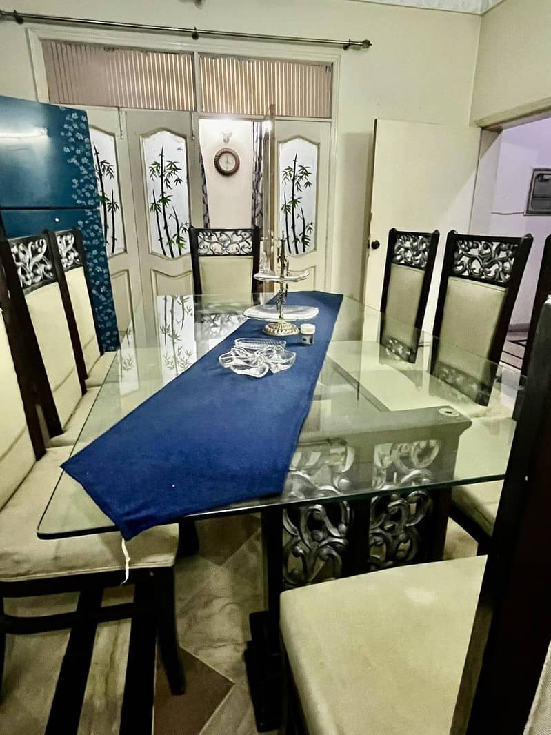 Solid wood dining table with 8 chairs 0