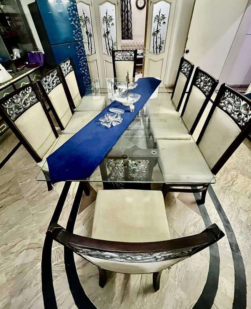 Solid wood dining table with 8 chairs 1