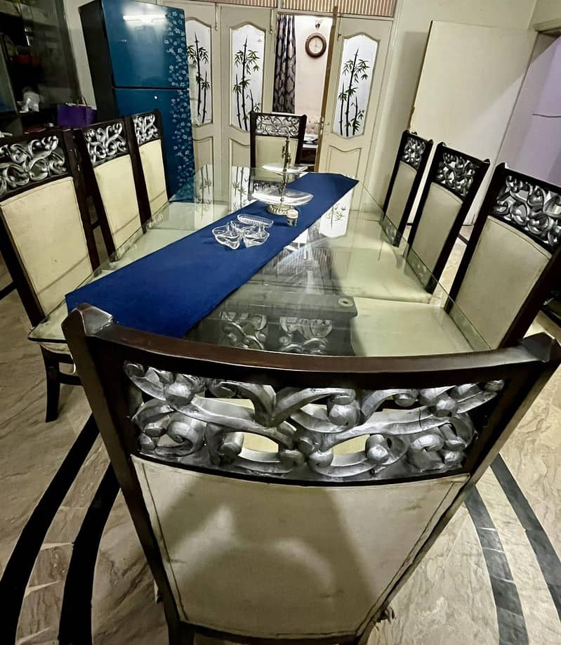 Solid wood dining table with 8 chairs 2