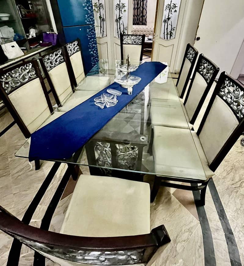 Solid wood dining table with 8 chairs 3