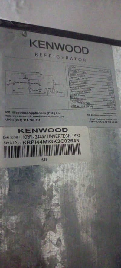 Kenwood inverter refrigerator in warranty fresh piece