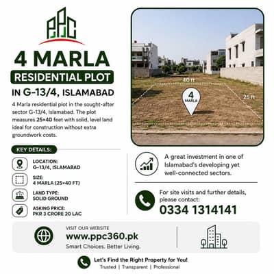 Plot for Sale | G-13/4 Islamabad | 4 Marla | 2440 | Prime Location