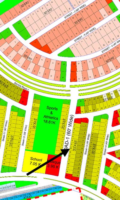 10 Marla Plot on 60feet wide Road 1 ME1