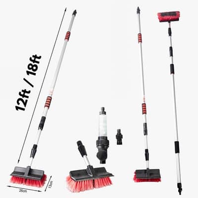 Solar Cleaning Brush with 12ft & 18ft Telescopic Rods