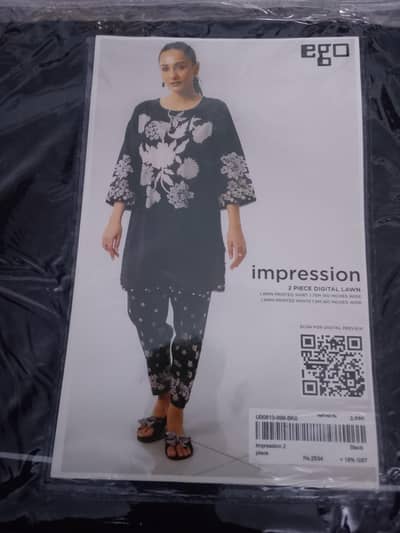 two piece suit  in lawn brand ego printed
