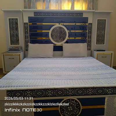 King Bed set with side tables, wardrobe, dressing table and Mattress
