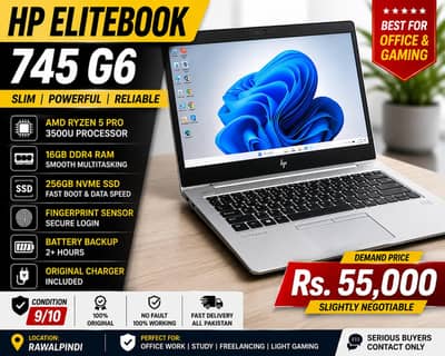 HP EliteBook Ryzen 5 16GB Fast Laptop for Office & Gaming