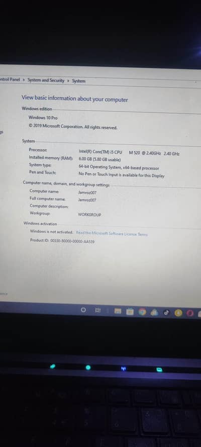 Hp Laptop condition saf haa