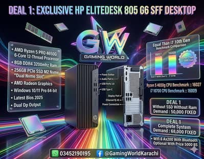 Ryzen Deals HP EliteDesk 805 G6 Sff AMD 4650G Better Than i7 10th Gen